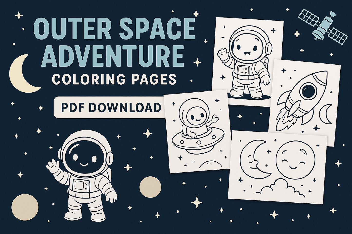 Outer Space Adventure Coloring Pages for Kids | 100+ Printable PDF | Astronauts, Rockets & Aliens