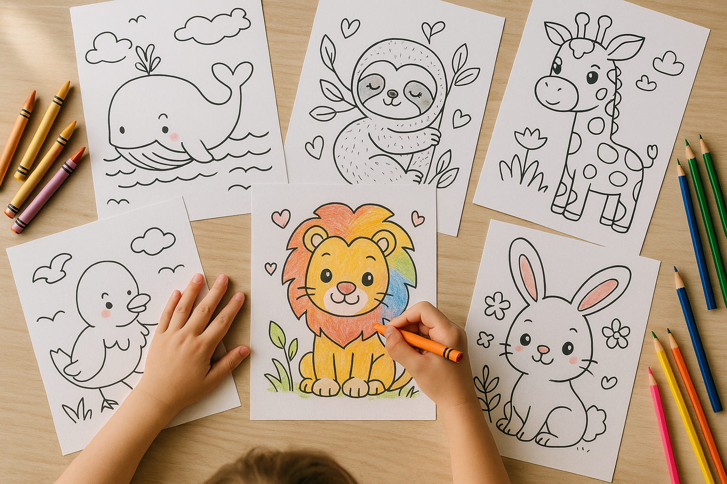 Animals Coloring Pages for Kids – Printable PDF Download