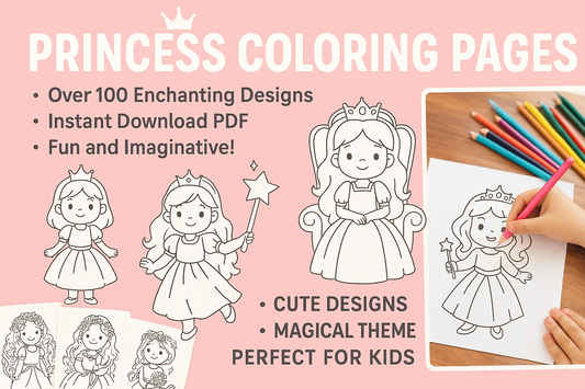 Princess Coloring Pages for Kids | Printable PDF | 100+ Cute Princess Designs